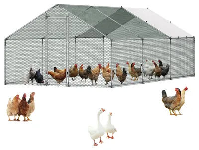 Zdjęcie produktu dla Metalowy Kurnik Vevor 3X6X2 M Z Dachem Wieżowym Zamek Zabezpieczający