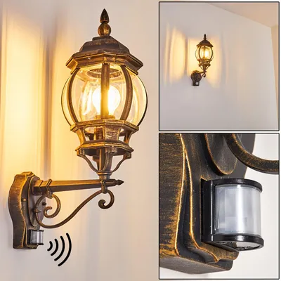 Produktbild von Meyen »Meyen« Außenwandlampe, Aluguss in Braun/Gold m. Kunststoff-Scheiben