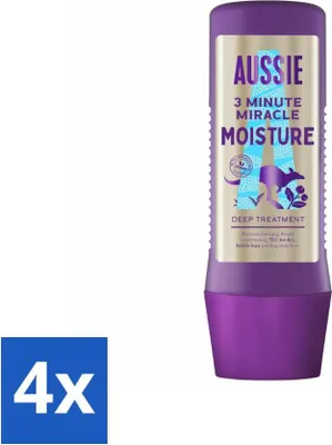 Productafbeelding van Aussie - Haarmasker - 3 Minuten Wonderhydratatie - Intensief - Veganistische verzorging - 225 ml - Voordeelverpakking - 4 stuks