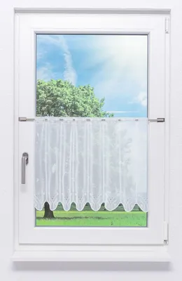 Produktbild von Lysel Scheibengardine Blümchenpaar (Bx H) 107cm * 45cm weiß/reinweiß