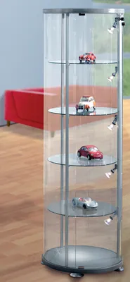 Produktbild von kerkmann Rund Vitrine expoline 4 Glasböden alusilber Speditionsversand