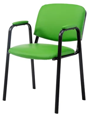 Produktbild von Stapelstuhl Ken Pro I Konferenzstuhl mit Kunstlederbezug und Armlehnen, Farbe: grün