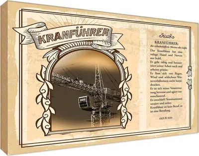 Produktbild von vianmo Holzschild 12x18 cm Kranführer 1 Beruf Arbeit
