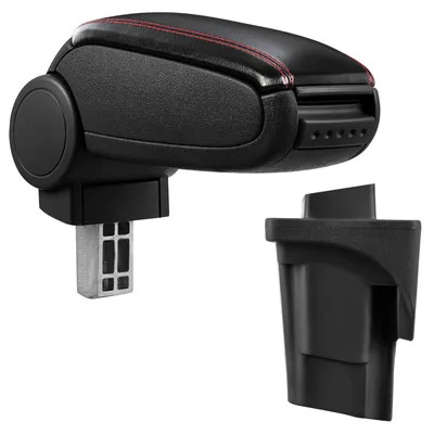 Armlehne Mittelarmlehne Leder Bezug Schwarz Rot für Seat Leon II 1P 2005-2012 – Produktansicht