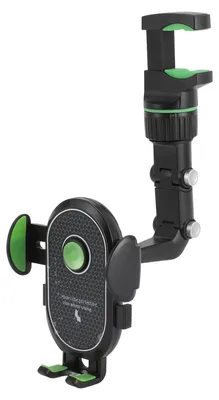 Image de Support de téléphone pour rétroviseur, rotatif à 360 degrés, rétractable, support universel pour téléphone de voiture, compatible avec les téléphones de 4,0 à 6,5 pouces, couleur verte