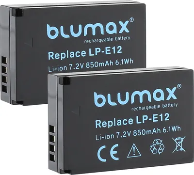 Produktbild von 2x Blumax Akku für Canon LP-E12 EOS M200 M100 M50 EOS 100D 850 mAh