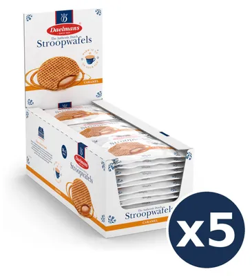Produktbild von Daelmans Karamell-Stroopwafeln Jumbo 5er-Bundle, 180 Stück einzeln verpackt, 7020g