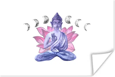 Produktbild von MuchoWow® Poster Buddha - Blumen - Mond 90x60 cm - Schlafzimmer