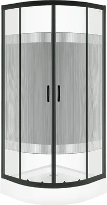 Produktbild von Kerra Xenia Duo Black 80x80 Duschkabine mit Duschwanne, schwarz Profile, 4mm ESG Sicherheitsglas, transparent mit schwarzen vertikalen Streifen