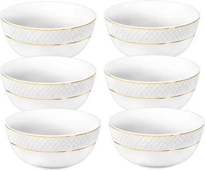 Image de Assiette Wilmax 18 cm, porcelaine blanche à bord doré, lot de 6 WL-880102369/A6
