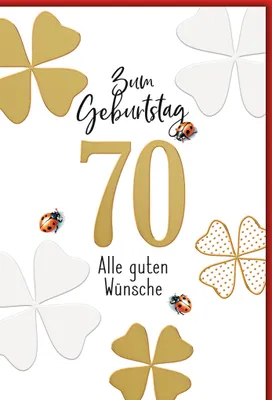 Produktbild von 70. Geburtstag Glücksklee und Käfer alle guten Wünsche Glückwunschkarte mit Umschlag