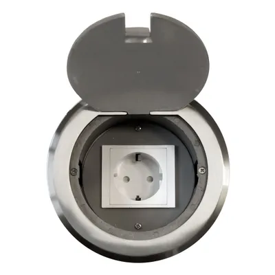 Produktbild von Einbausteckdose Fußbodensteckdose Steckdose 1 x Schuko Edelstahl für Boden & Wand Bodendose