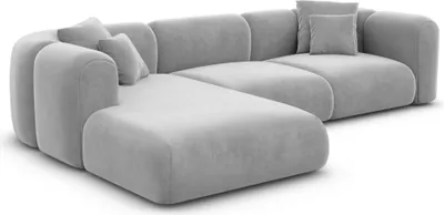 Produktbild von Samtstoff L-Form Sofa Belio Hellgrau Links