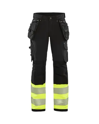 Produktbild von Blakläder® Damen High Vis Arbeitshose 4-Wege-Stretch 7193 1642 in div. Farben, Farbe:schwarz/gelb, Größe:50