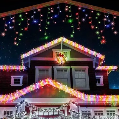Image de Kit de guirlande lumineuse LED - 760 lumières - 26 m x 0,7 m - RGB - avec fonction de mémorisation et minuterie