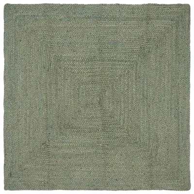 Image de vidaXL Tapis rectangulaire vert olive 160 x 160 cm en jute