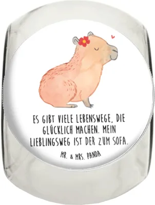 Produktbild von Mr. & Mrs. Panda keksglas Capybara Blume L 870ml - Weiß - Geschenk, Tiermotive, glasbehälter, Frischhaltedose, Bonbonglas, Kaffeedose, Vorratsbehälter, Bonboniere