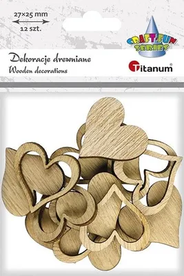 Immagine prodotto di Drewniane serca pełne i obrysy 27x25mm kolor naturalny 12szt. Titanum