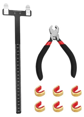 Produktbild von Nockpunktzange Bogensehne Nockpunkte - Bogenlineal T-Form - Set - Schwarz
