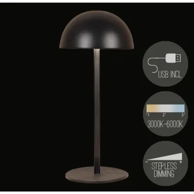 Obrázok produktu pre Anna's Collection – nabíjateľná stolná lampa s USB, čierna, 9,5 x 22 cm