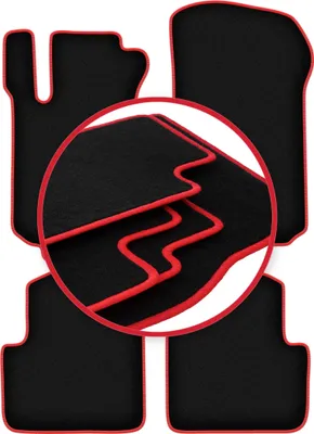 Image de Tapis de sol moquette noir/rouge pour Mercedes R V251 / R251 2005-2013 4 pièces