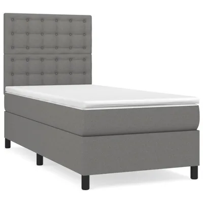 Zdjęcie produktu dla vidaXL Łóżko sprężynowe z materacem ciemnoszare 90x190 cm tkanina