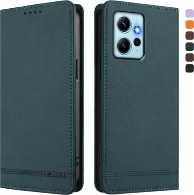 Produktbild von Hülle für Xiaomi Redmi Note 12 4G, Retro Kunstleder Ständer Klapphülle mit Kartenfächer und Magnetische Grün