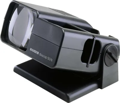 A black Kaiser Diascop 50 N slide viewer is shown on a white background.