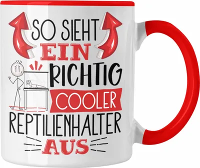 Produktbild von Trendation - Reptilienhalter Tasse So Sieht Ein Richtig Cooler Reptilienhalter Aus Geschenk Lustiger Spruch Geschenkidee (Rot)