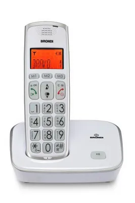 Obrázek produktu pro Brondi Bravo Gold, DECT telefon, Bezdrátové sluchátko, Hlasitý odposlech, 20 pol., Identifikace volajícího, Bílá