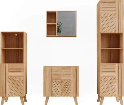 Produktbild von Badmöbel-Set Vicco Lucie Bambus 4-teilig, Model 52198