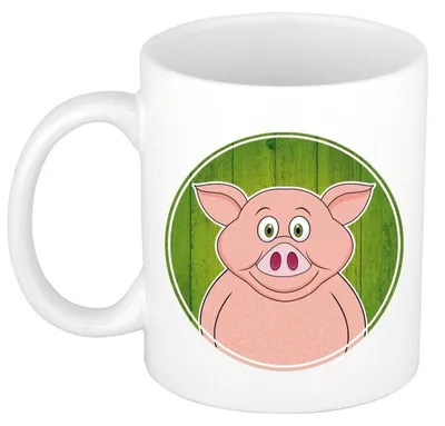 Produktbild von Becher Schwein - weis - Keramik - 300 ml - Kinderbecher Schwein