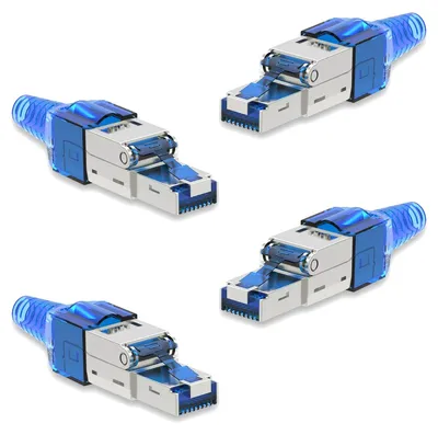 Produktbild von 4x Netzwerk Stecker CAT 7 Werkzeuglos RJ45 CAT7 Netzwerkstecker Netzwerkkabel