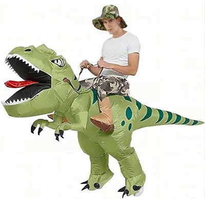 Productafbeelding van Opblaasbaar dinosauruskostuum voor volwassenen - Dinosauruspak voor carnaval en feesten (150 cm - 190 cm)