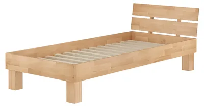 Produktbild von Einzelbett in Überlänge 90x220 Buche Massivholzbett Holzbett Zubehör wählbar V-60.86-09-220Rollrost inkl.