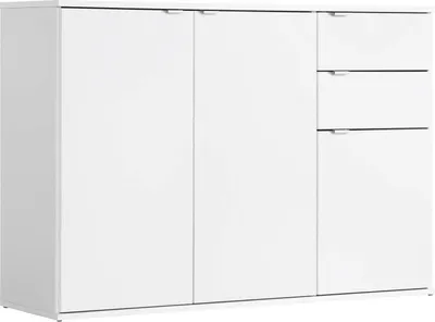 Produktbild von mokebo® Kommode Weiß oder Sideboard aus Holz 'Die Elegante', Highboard, TV Schrank oder moderner Schubladenschrank fürs Wohnzimmer, Schlafzimmer oder Flur in 117x81x34 (B/H/T in cm)