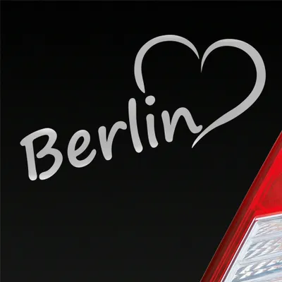 Produktbild von Auto Aufkleber Berlin Herz Stadt City Love Liebe Heart 17,5x8 cm Silber Sticker Heckscheibenaufkleber