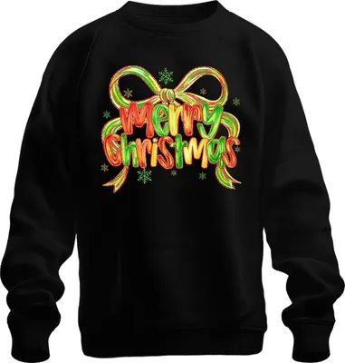 Produktbild von Merry Christmas glitzer schleife schneeflocke festlich Geschenk Uni Sweatshirt Pullover, Schwarz, XXL