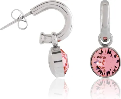 Produktbild von Edelstahl Steckcreolen Ohrringe mit Zirkonia in verschiedenen Farben Farbe - Pink