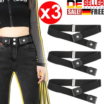 Produktbild von 3X Stretchgürtel ohne Schnalle Elastisch Gürtel Damen Herren elastisch bis 120cm