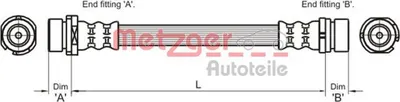 Produktbild von METZGER 4112336 Bremsschlauch für FORD Fiesta Mk5 Schrägheck (JH1, JD1, JH3, JD3) für MAZDA 2 (DY)