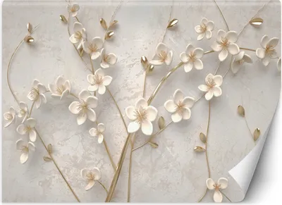 Produktbild von Vlies fototapete Blumen abstrakt 3D 400x280 cm Feeby Beige inkl. Kleber einfache Montage