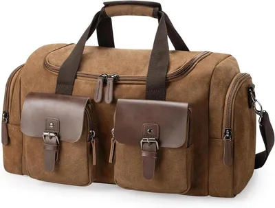 Productafbeelding van PromoHome® Vintage canvas reistas, uni canvas tas, sporttas, weekendtas, vrijetijdstas, 35 liter, geschikt voor in het vliegtuig