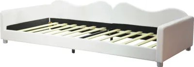 Immagine prodotto di Letto per bambini/ragazzi - Letto imbottito/divano letto - 90×200 cm - Tessuto peluche - Con schienale e braccioli - Bianco