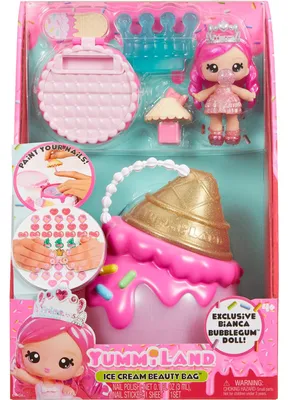 Produktbild von MGA Entertainment Yummiland Beauty Bag Playset + Lip Gloss Doll - Ice Cream Beauty Bag, Mini-Puppe, Weiblich, 4 Jahr(e), Junge/Mädchen, Mehrfarbig