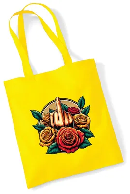 Produktbild von Huuraa Jutebeutel Mittelfinger Rosen 10 Liter Yellow Baumwolle Tasche Geschenkidee