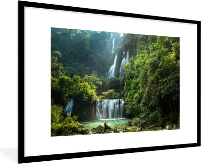 Produktbild von MuchoWow® MuchoWow® Gerahmtes Poster Wasserfall - Thailand - Dschungel 90x60 cm - Poster mit zchwarzem Bilderrahmen - Wanddekoration - Fotos