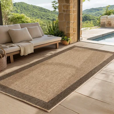 Obrázek produktu pro SIMPEX Indoor Outdoor Teppich Wetterfest Sisal, Boho Modern Design, Küche, Terrasse, Garten und Balkon, Größe: 80 x 150 cm, Farbe: Beige-2