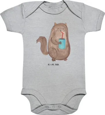 Produktbild von Mr. & Mrs. Panda babykleidung body Katze Dose 1. - 3. Monat - Heather Grey - Geschenk, Cats, Kurzarmbody, Strampler Baby, Einteiler, Cat, trinken, Katzen, Durstig