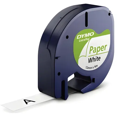 Image de Dymo® S0721510 Cassettes de ruban papier - 12 mm x 4 m, noir/blanc